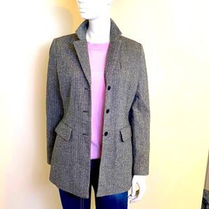 Larry Levine Jacket Blazer Size 4 Black Herringbone  NWOT Levine Classics